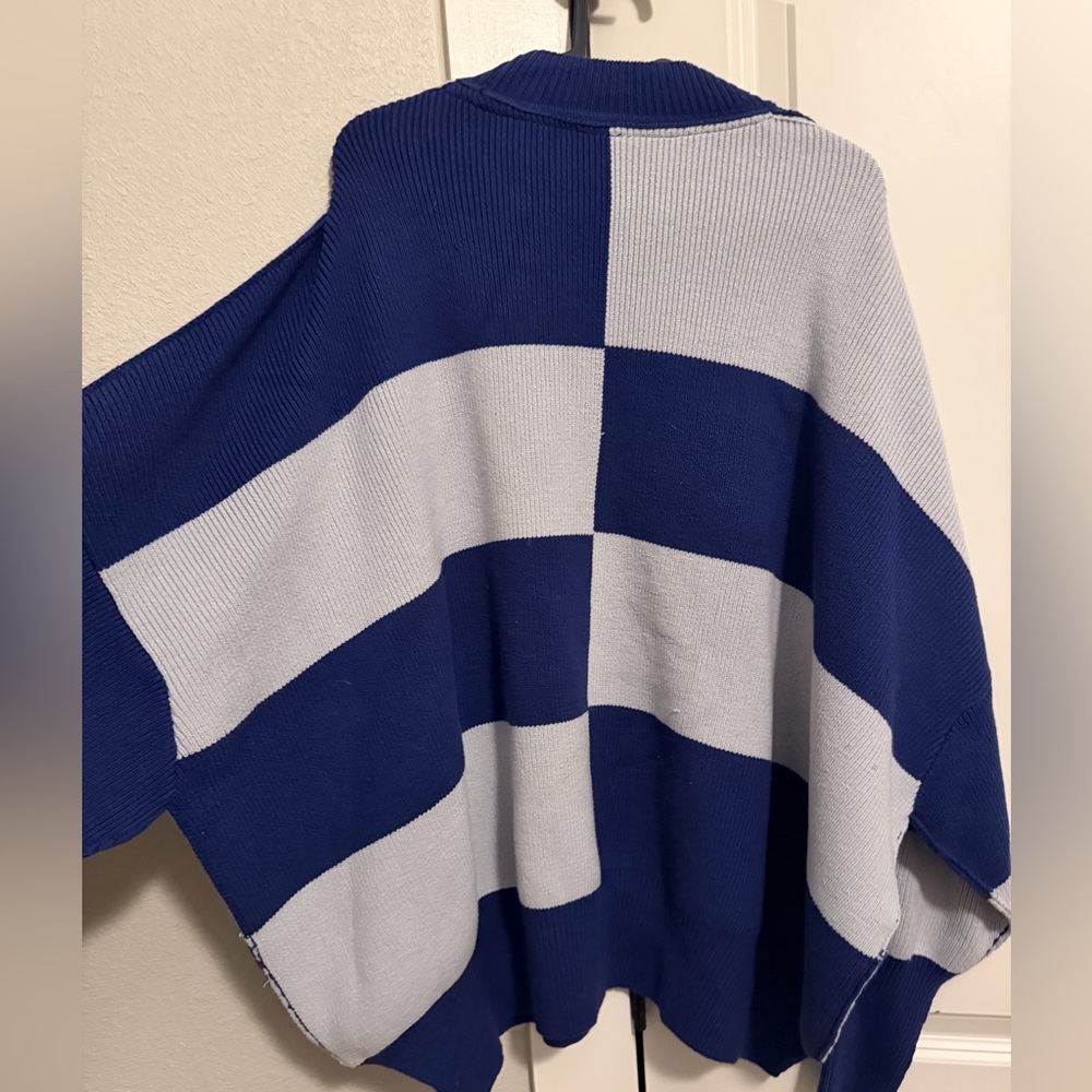 Free People Easy Street Tunic Blue and Gray Checkered Sweater - Picture 4 of 5